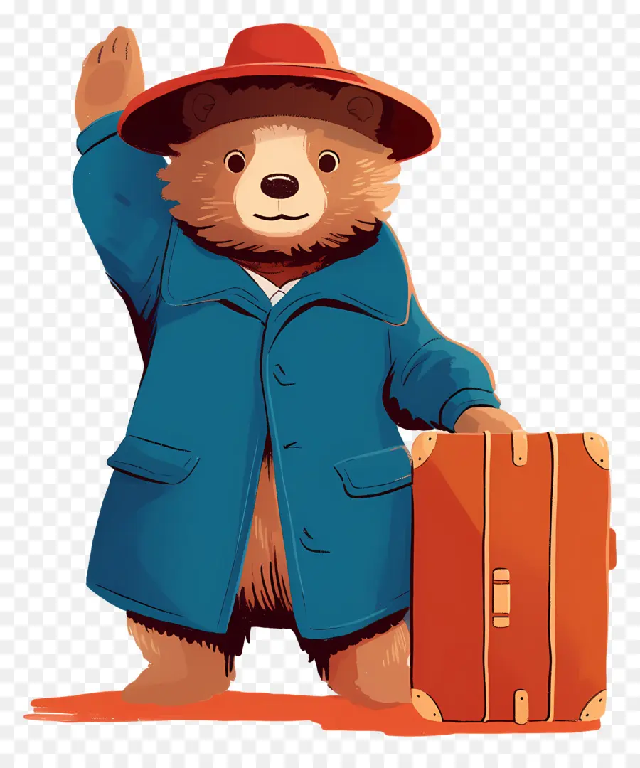 Paddington，Ours Avec Chapeau Rouge Et Valise PNG