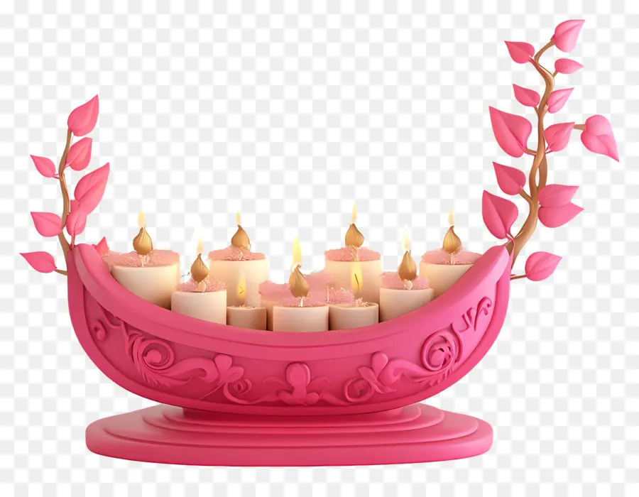 Joyeux Karthika Purnima，Bougeoir Décoratif Rose PNG