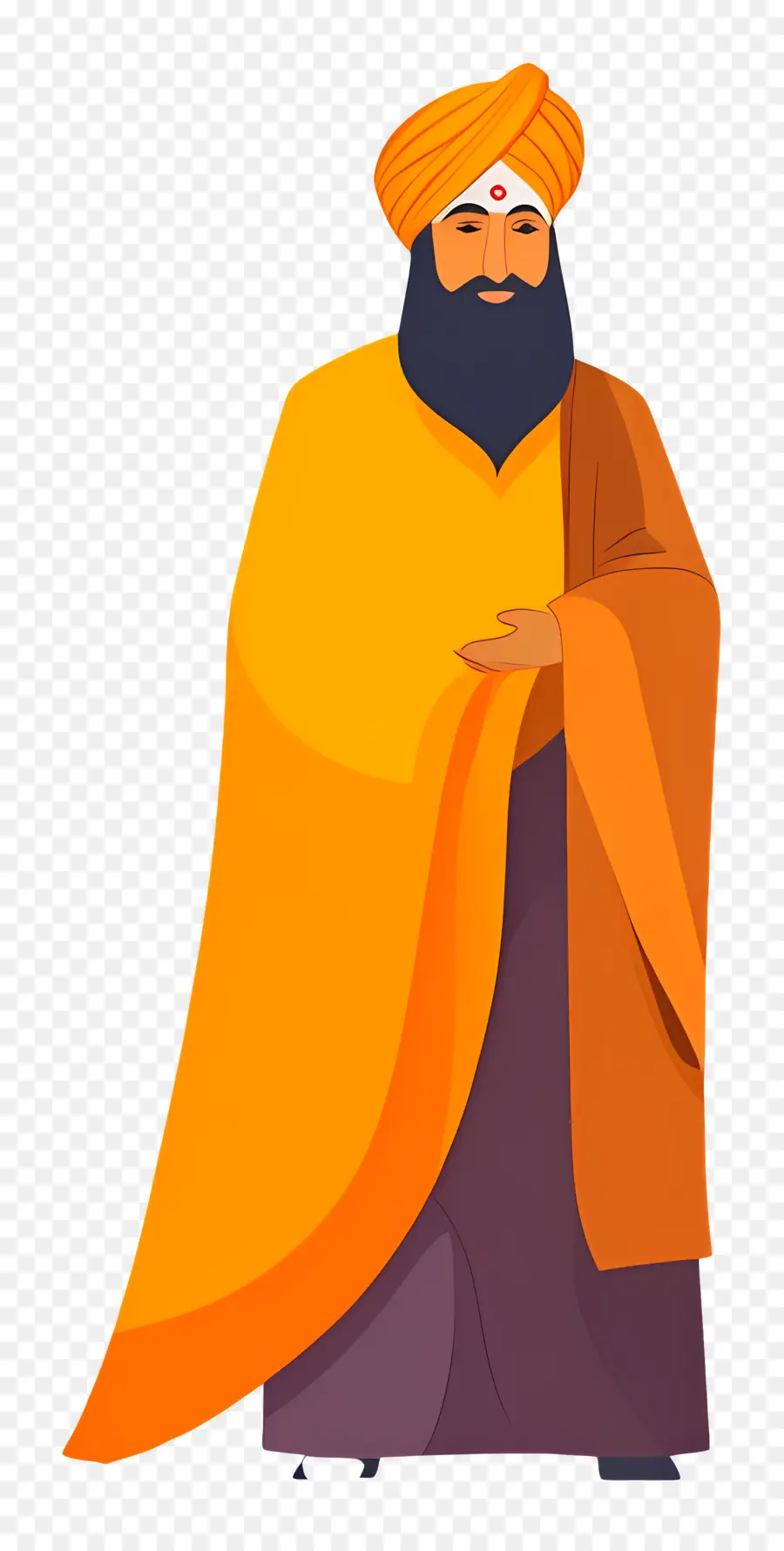 Gourou Nanak Jayanti，Homme En Robe Orange PNG