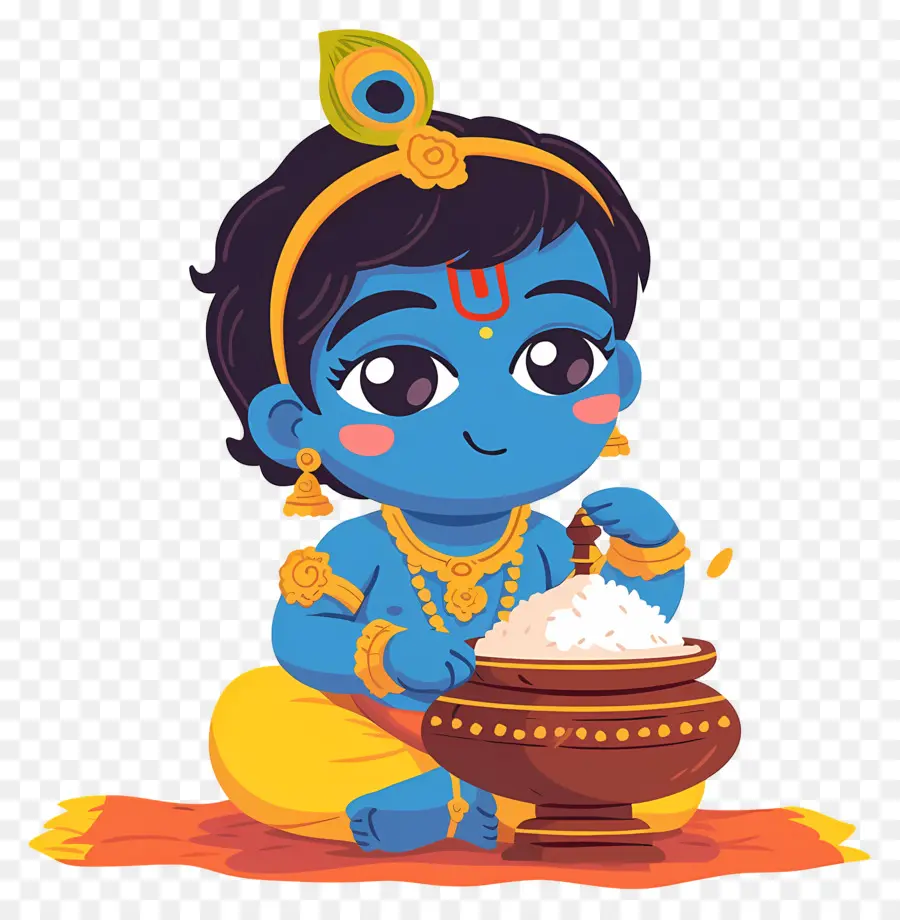 Bébé Krishna，Enfant Bleu Avec Pot PNG