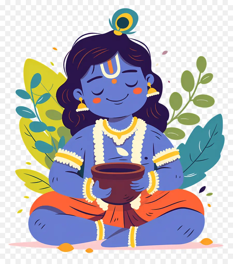 Bébé Krishna，Enfant Bleu Avec Pot PNG