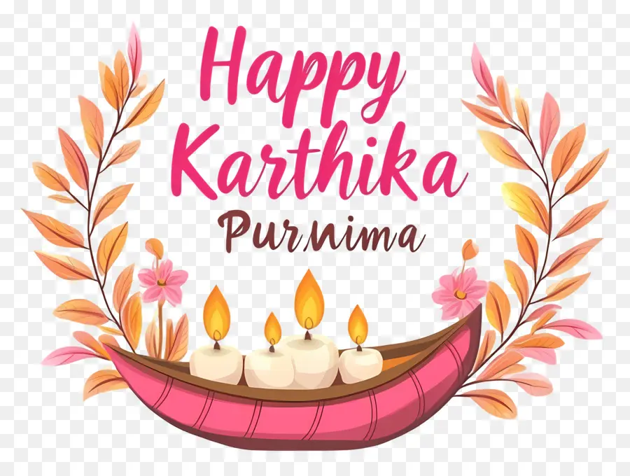 Karthika Purnima，Bateau Décoratif Avec Bougies PNG