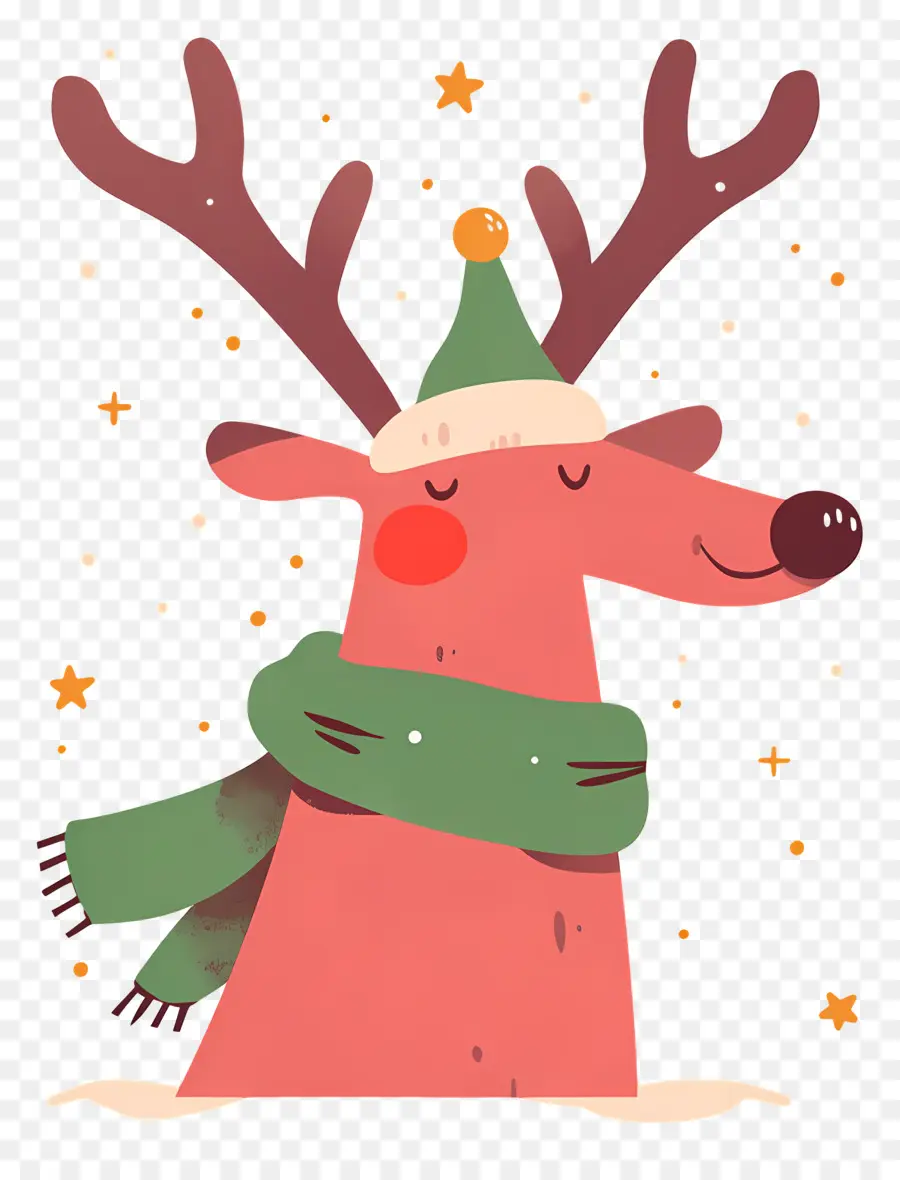 Cerf De Noël，Renne Avec Bonnet De Noel PNG