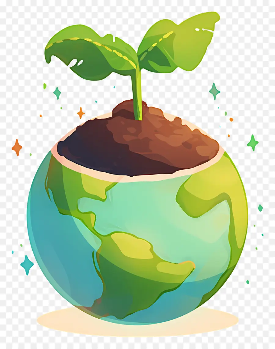 Planète Verte，Terre Avec Plante PNG