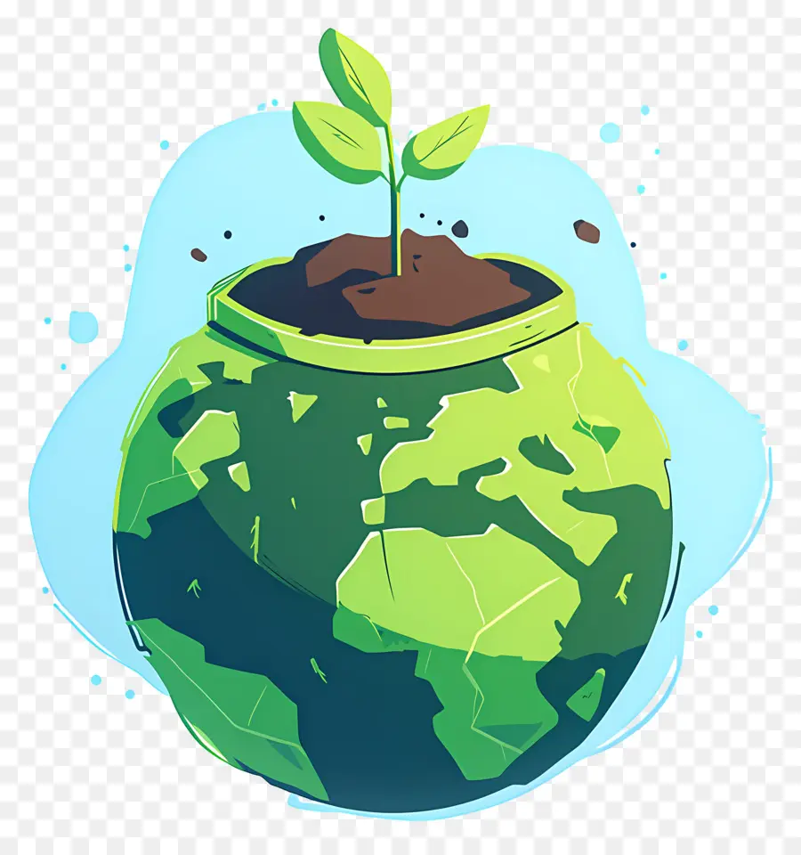 Planète Verte，Terre Avec Plante PNG