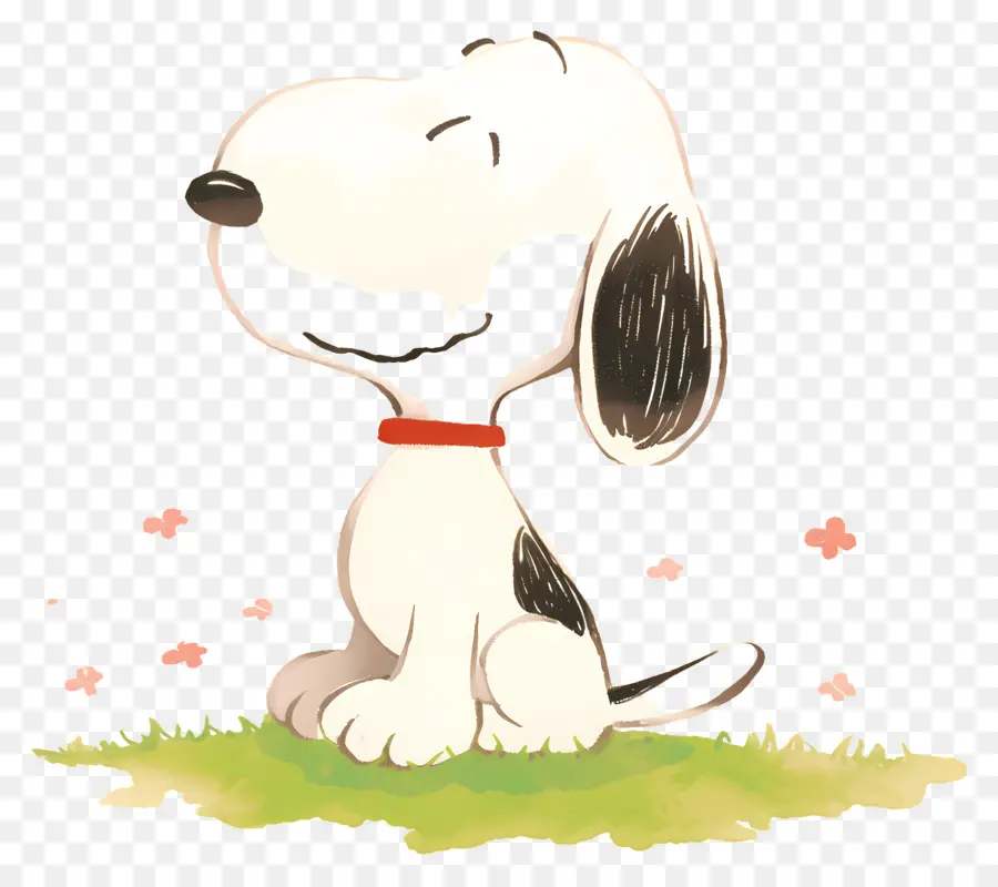 Printemps Snoopy，Snoopy Avec Des Nuages ​​rouges PNG