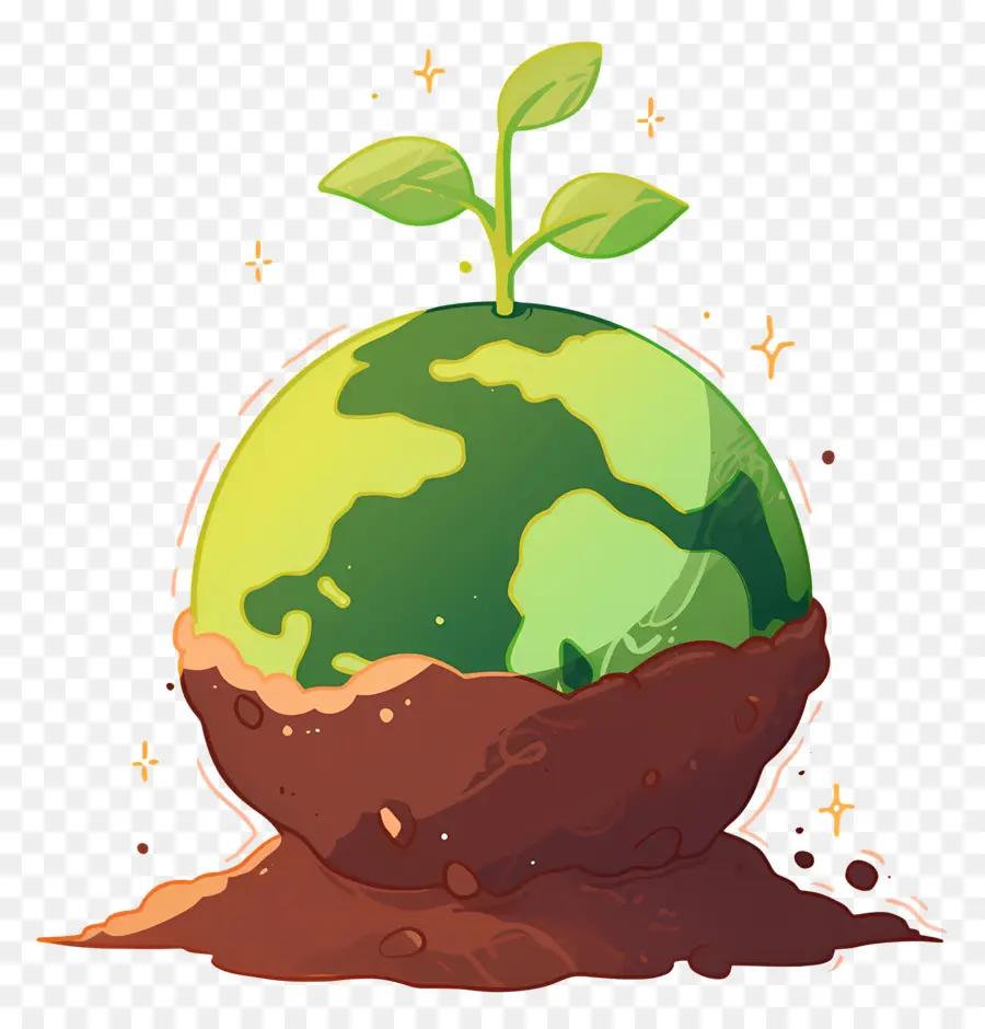 Planète Verte，Terre Avec Sprout PNG