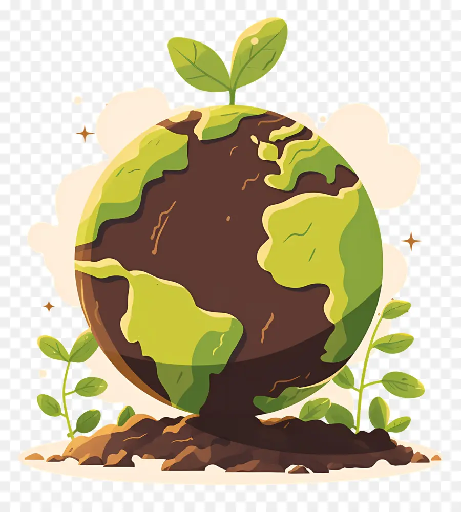 Planète Verte，Terre Avec Plante PNG