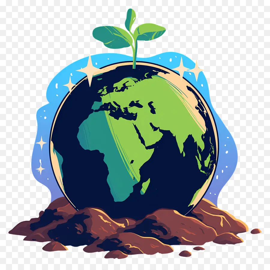 Planète Verte，Terre Avec Plante PNG