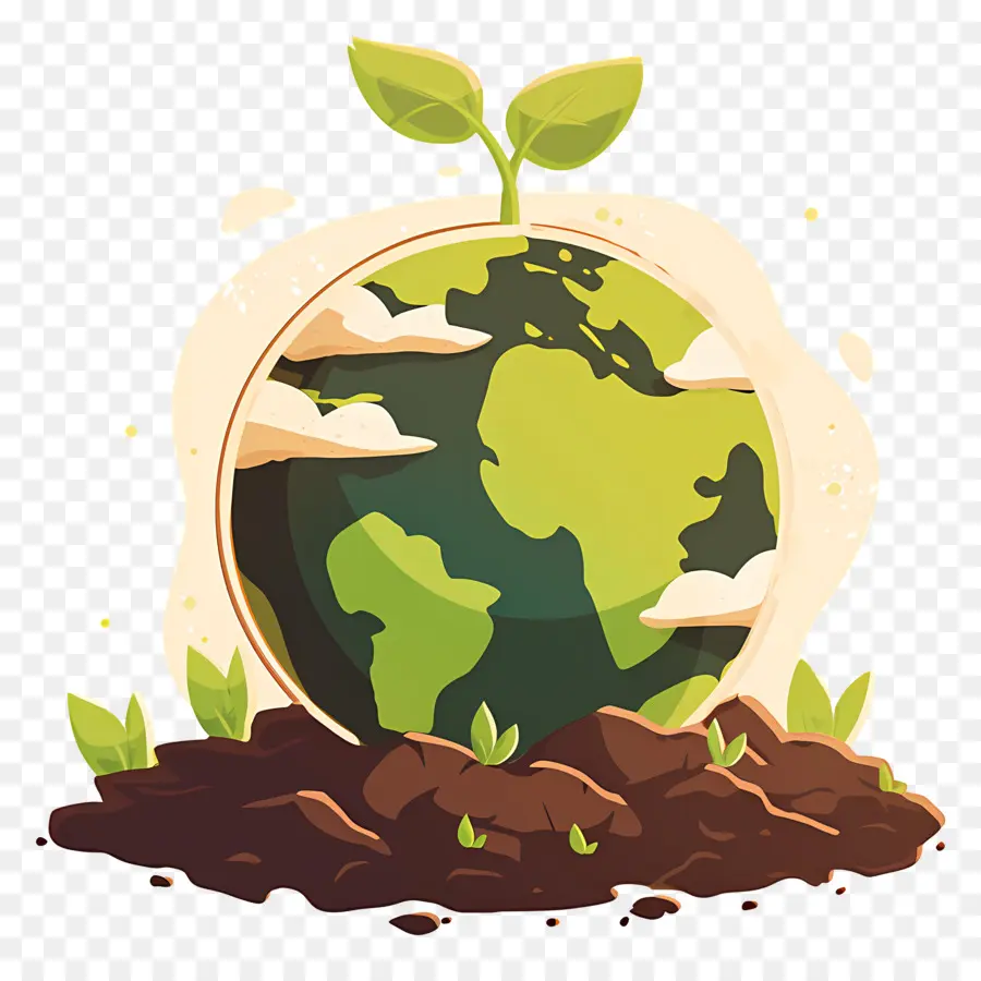 Planète Verte，Terre Avec Plante PNG