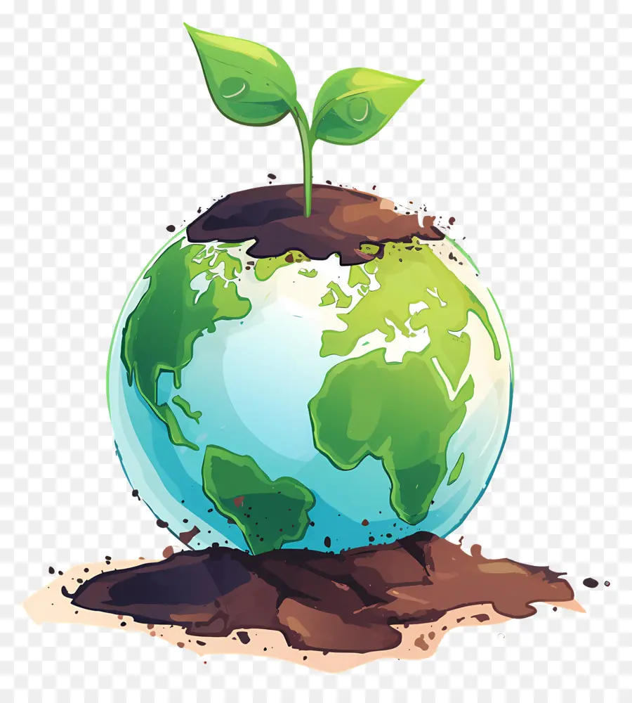 Planète Verte，Terre Avec Plante PNG