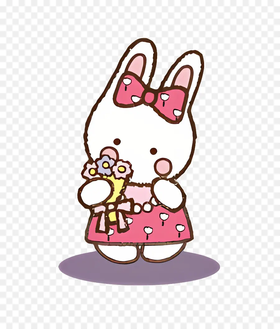 Joyeux Copains，Lapin Blanc Avec Des Fleurs PNG