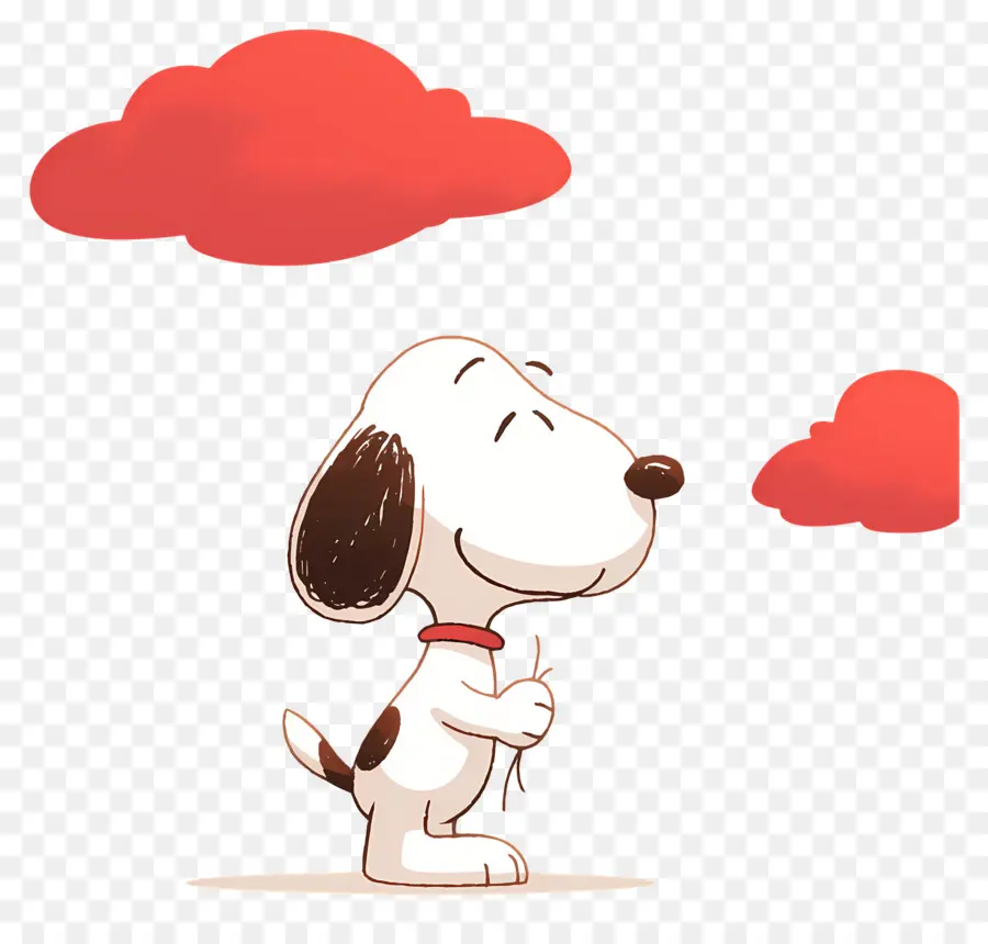 Printemps Snoopy，Snoopy Avec Des Nuages ​​rouges PNG