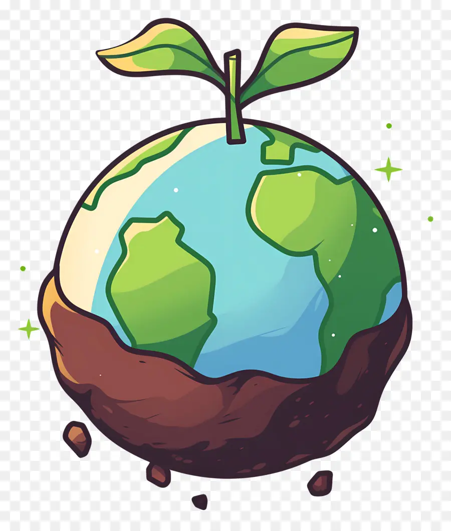 Planète Verte，Terre Avec Plante PNG