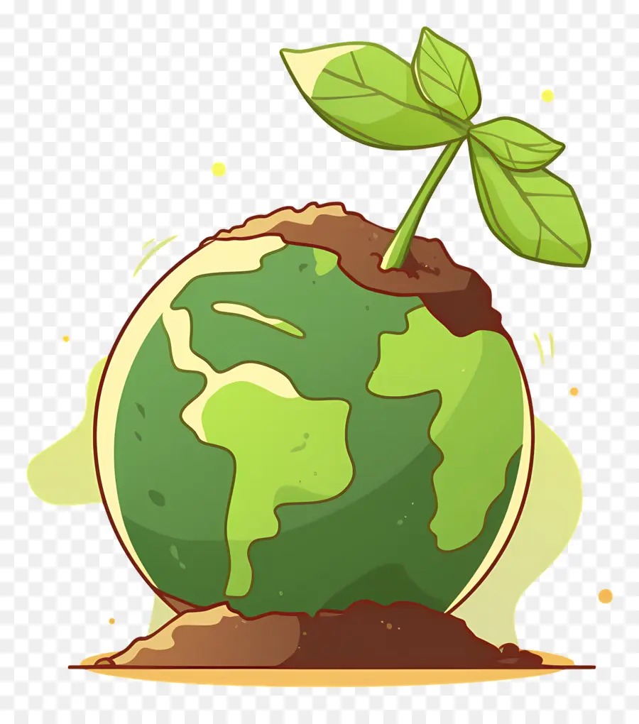 Planète Verte，Terre Avec Sprout PNG