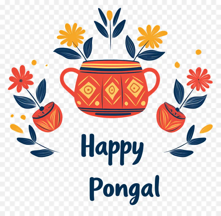 Joyeux Pongal，Pot Avec Des Fleurs PNG