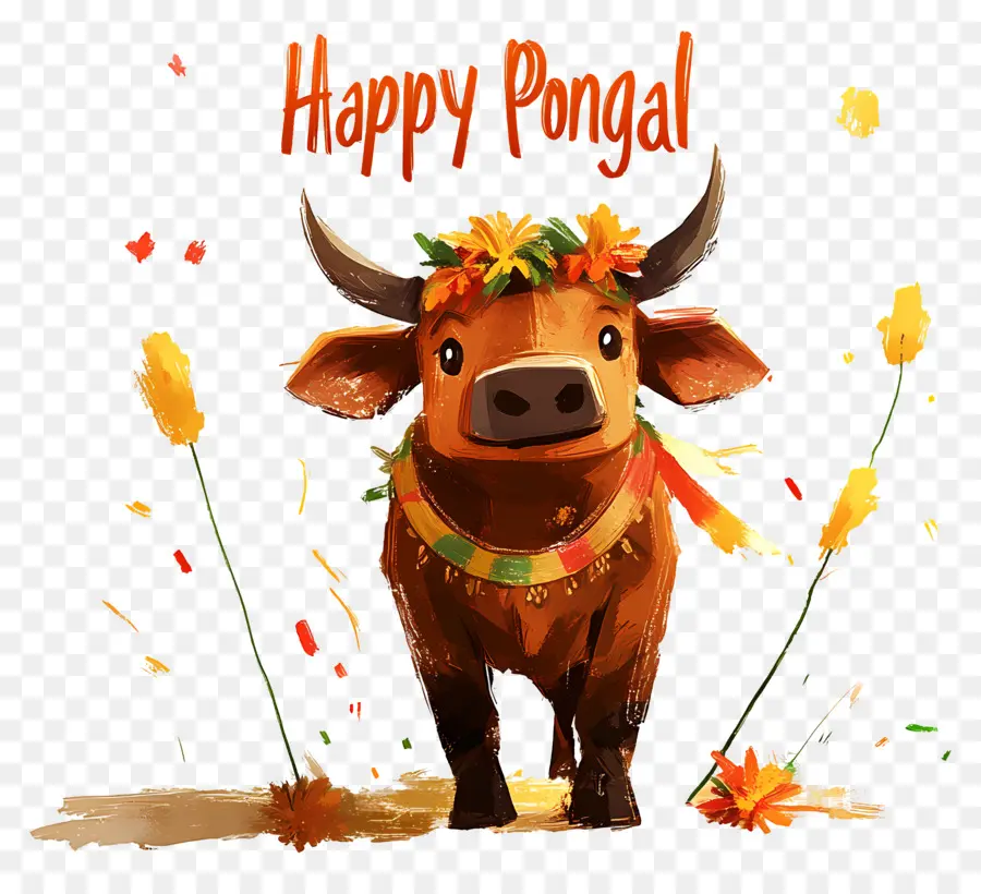 Joyeux Pongal，Taureau Décoré PNG