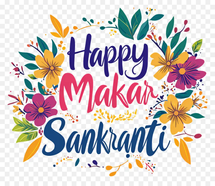 Makar Sankranti，Couronne Florale PNG