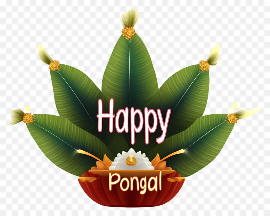 Joyeux Pongal，Feuilles De Bananier Et Riz PNG