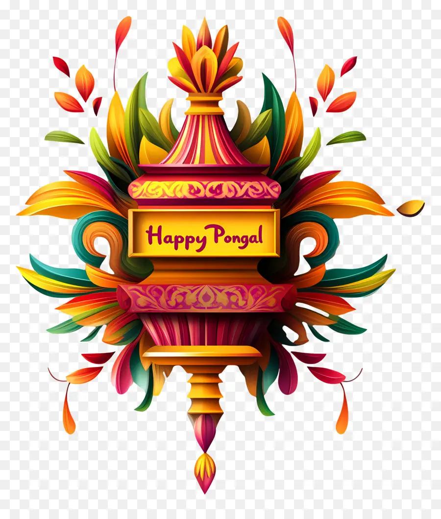 Joyeux Pongal，Design Décoratif Coloré PNG