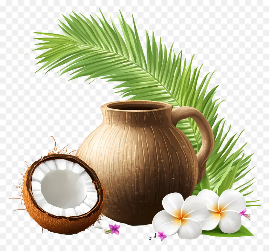 Joyeux Pongal，Noix De Coco Et Pot PNG