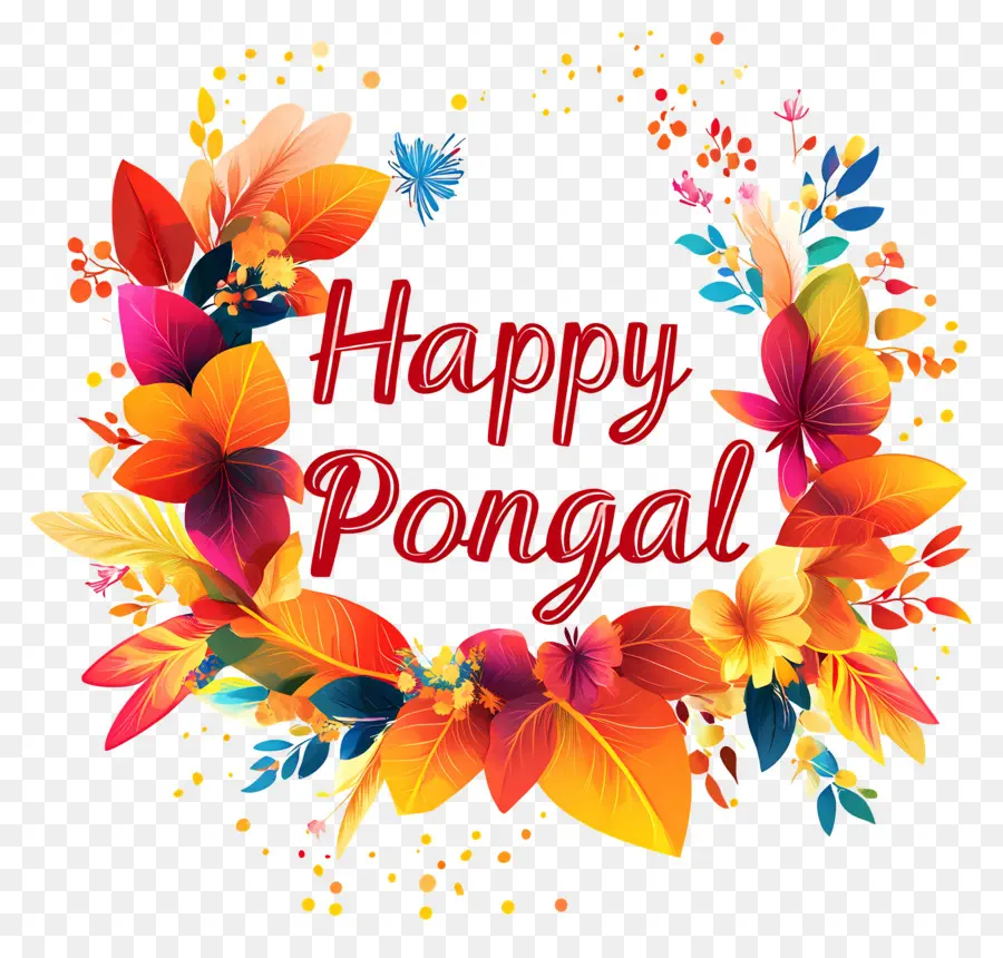 Joyeux Pongal，Couronne Florale Colorée PNG