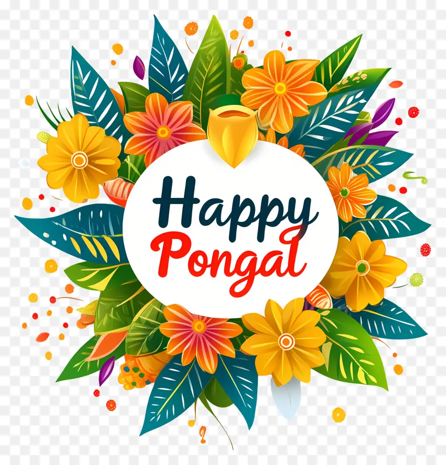 Joyeux Pongal，Couronne Florale PNG