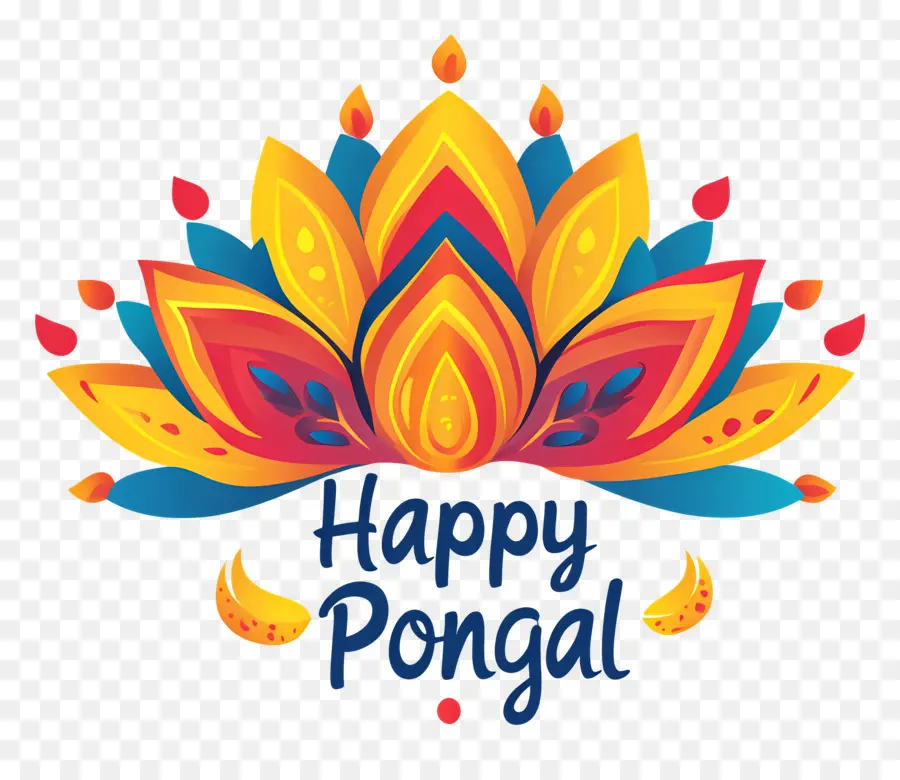 Joyeux Pongal，Lotus Coloré PNG