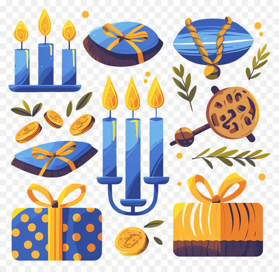 Joyeux Hanoukka，Menorah Avec Bougies PNG