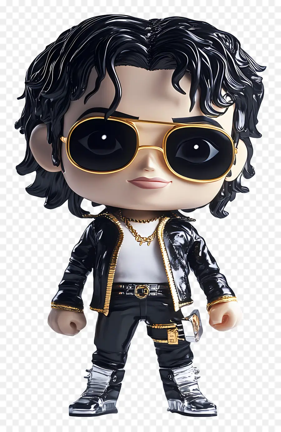 Michael Jackson，Personnage Chibi Aux Accents Dorés PNG