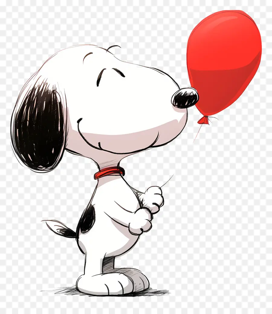 Snoopy Tenant Un Ballon，Chien De Dessin Animé Avec Ballon PNG