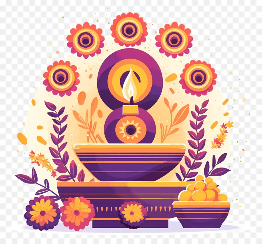 Fleur Traditionnelle Indienne，Bol Décoratif PNG