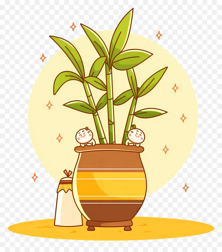 Pot Pongal，Plante De Bambou En Pot PNG