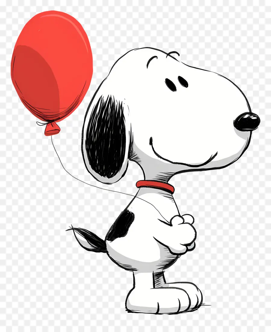 Snoopy Tenant Un Ballon，Chien De Dessin Animé Avec Ballon PNG