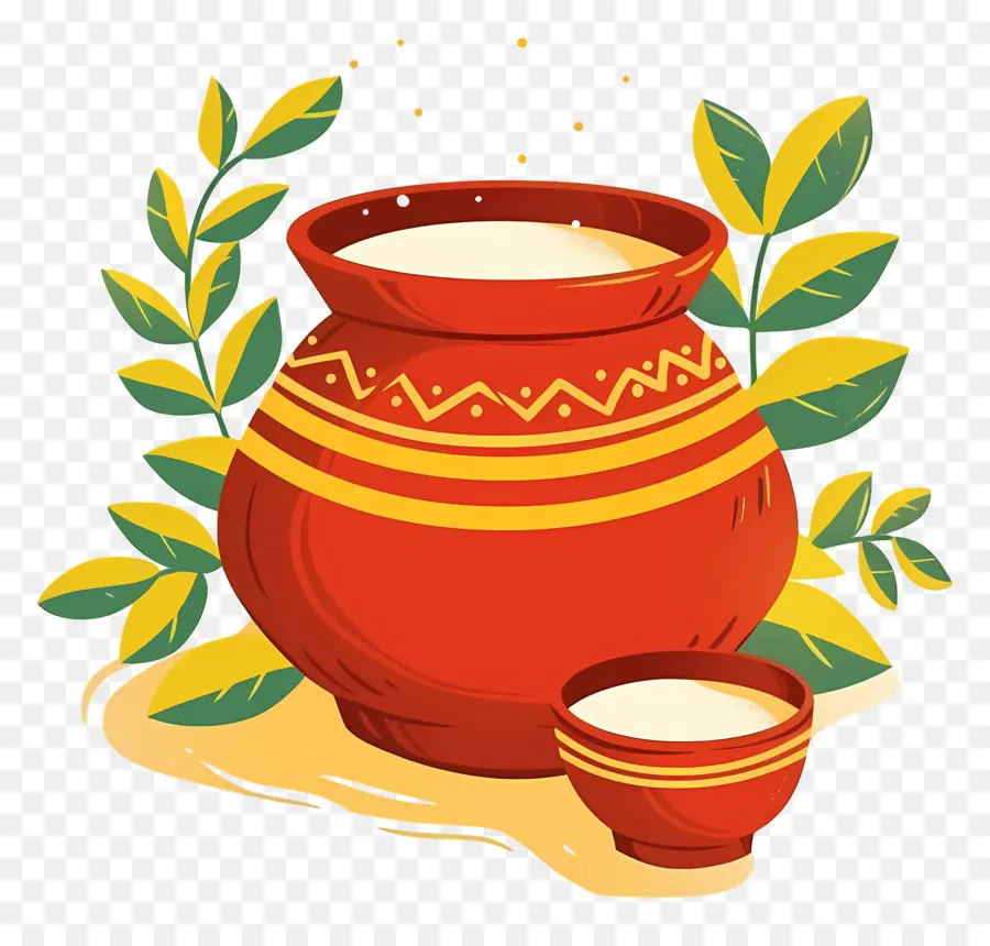 Pot Pongal，Pot Avec Du Lait PNG