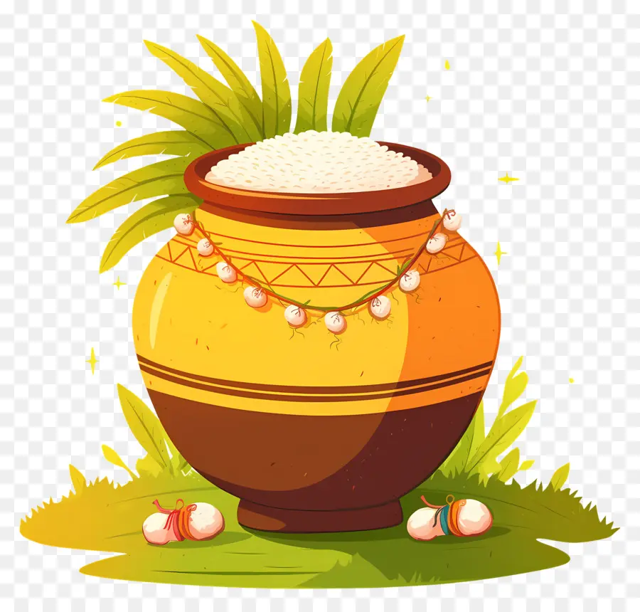 Pot Pongal，Pot Décoratif Avec Du Riz PNG