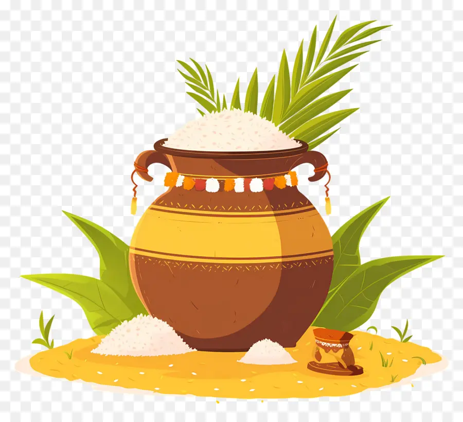 Pot Pongal，Pot Décoratif Avec Du Riz PNG