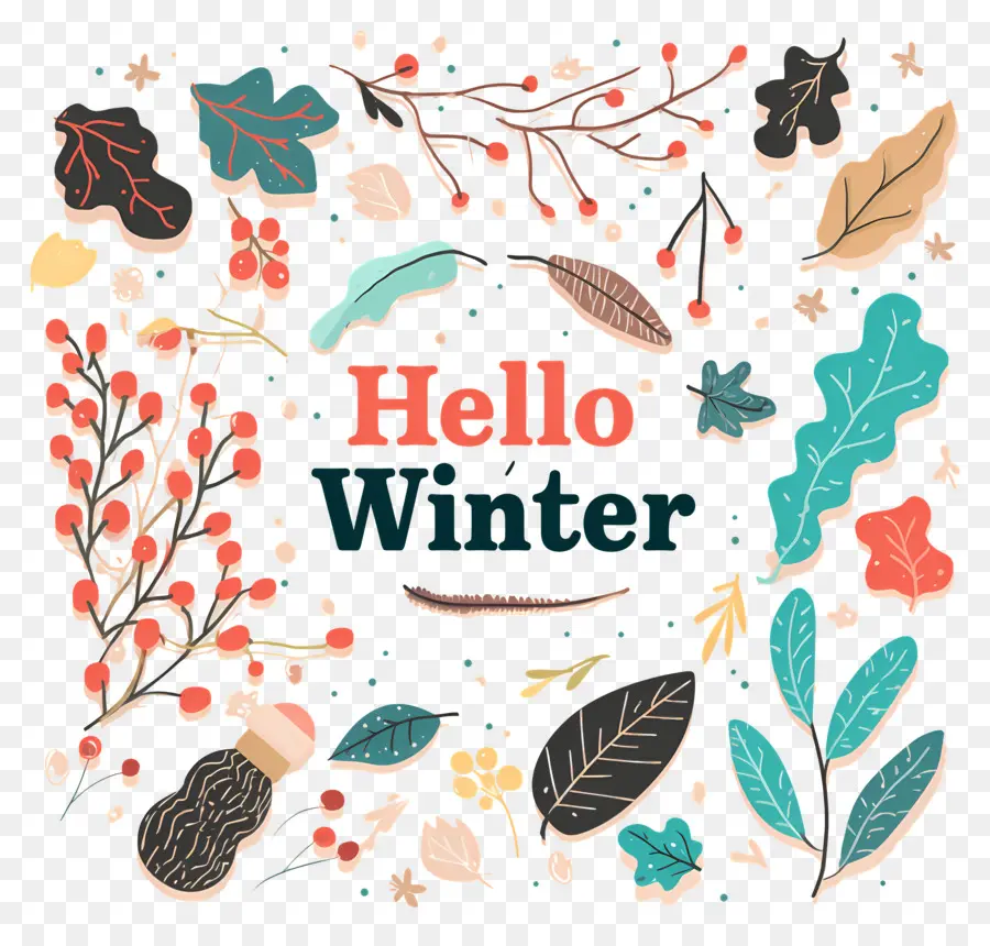 Bonjour L'hiver，Feuilles PNG