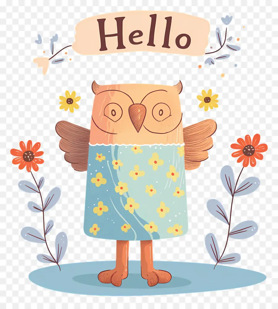 Hibou Mignon，Chouette Avec Des Fleurs PNG