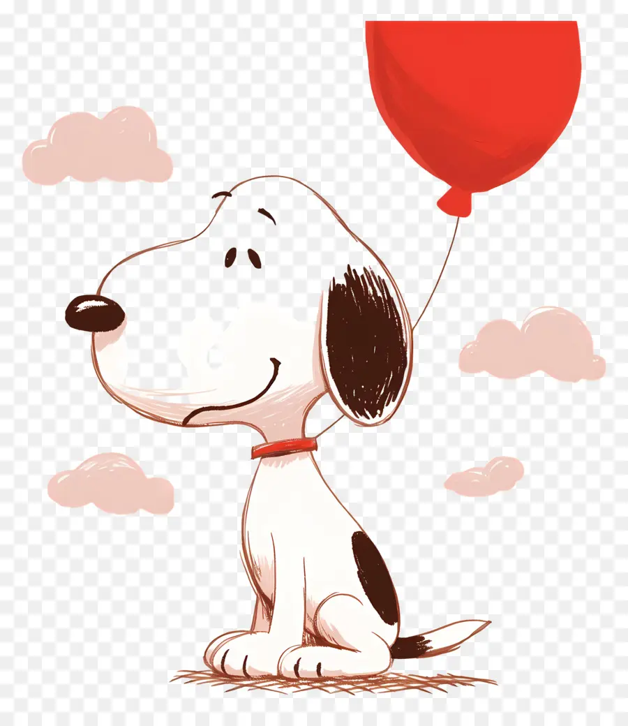 Snoopy Tenant Un Ballon，Chien De Dessin Animé Avec Ballon PNG