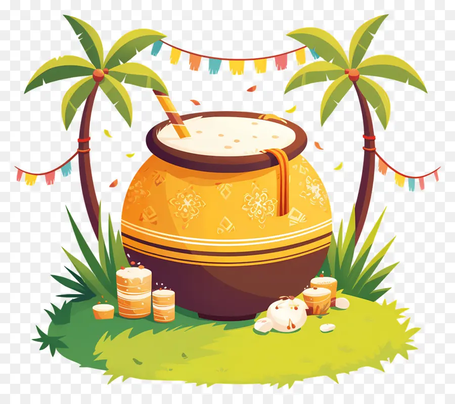 Pot Pongal，Pot Avec Du Lait PNG