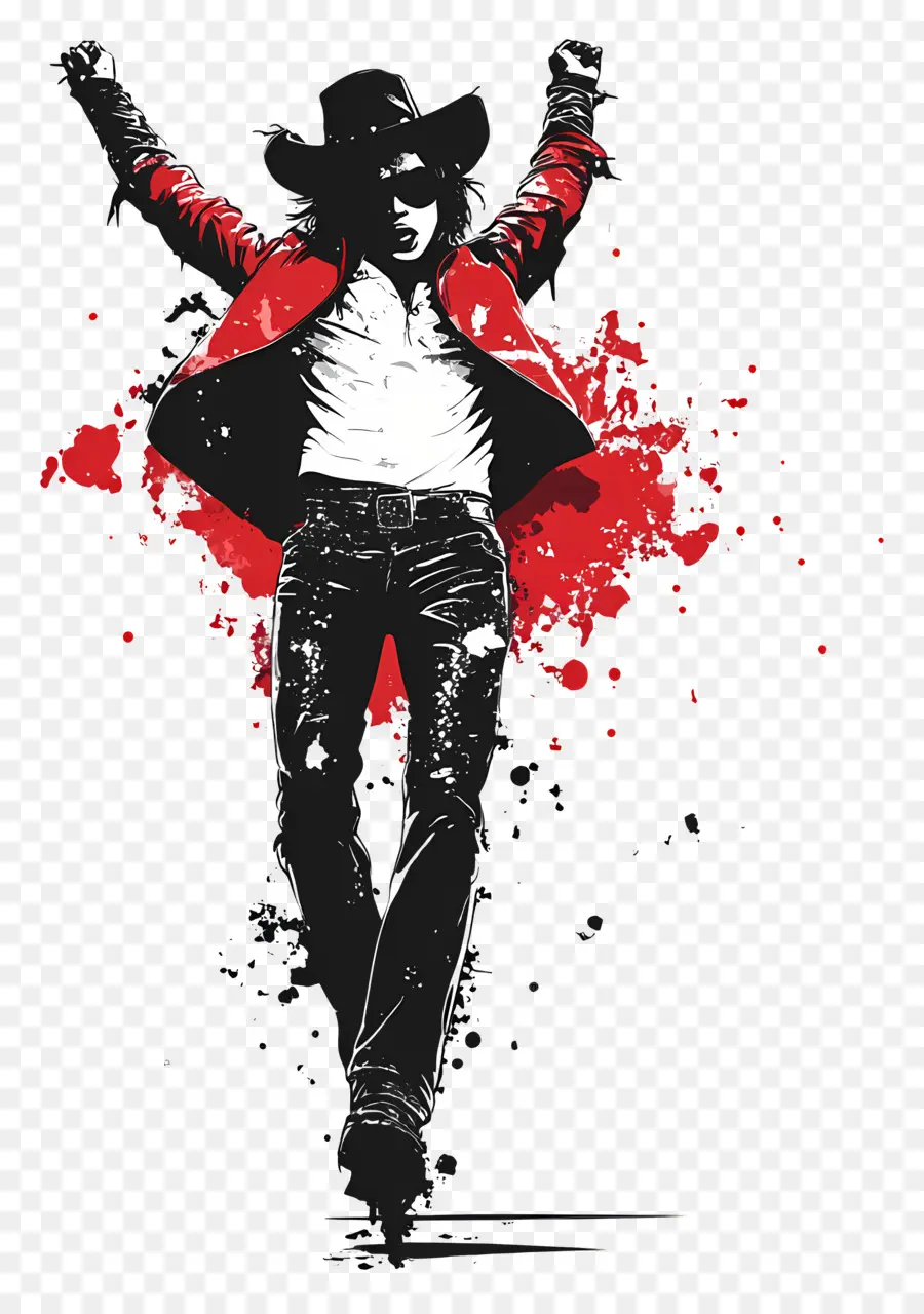 Michael Jackson，Silhouette Rouge Et Noire PNG