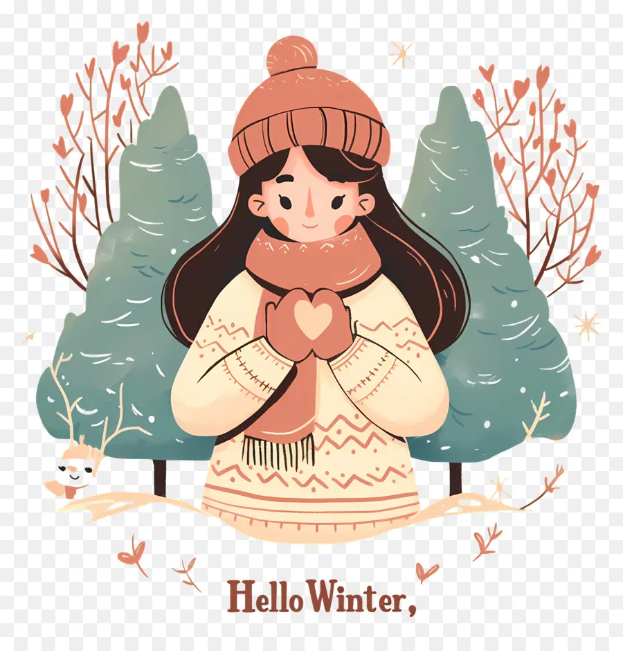 Bonjour L'hiver，Fille En Hiver PNG