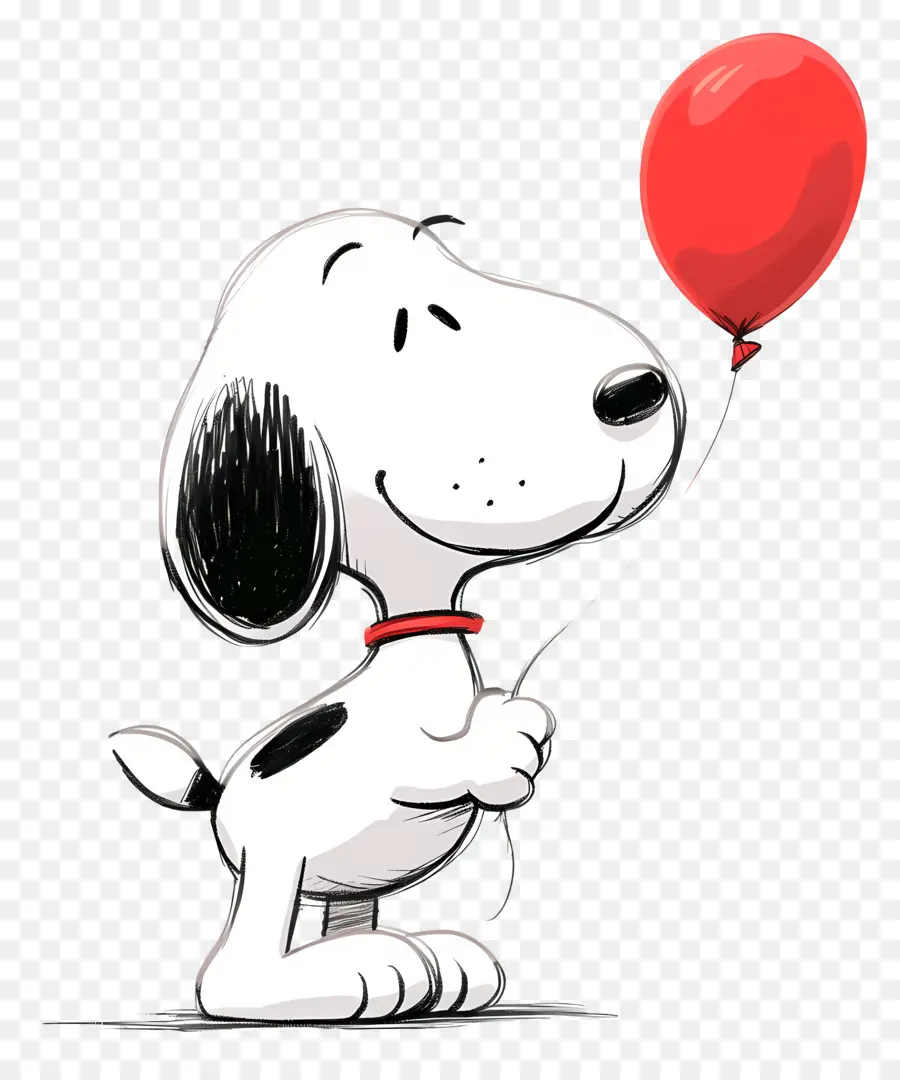 Snoopy Tenant Un Ballon，Chien De Dessin Animé Avec Ballon PNG