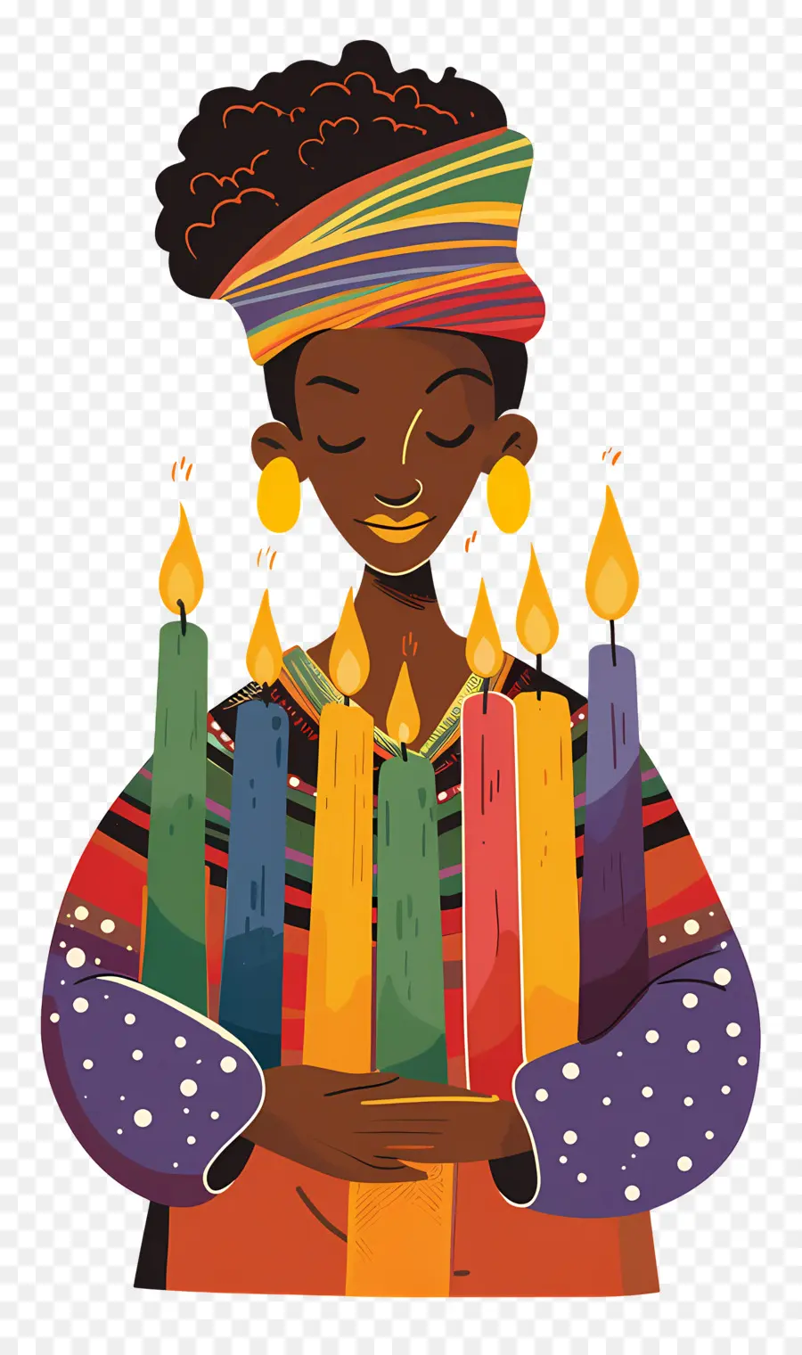 Joyeux Kwanzaa，Femme Avec Des Bougies PNG