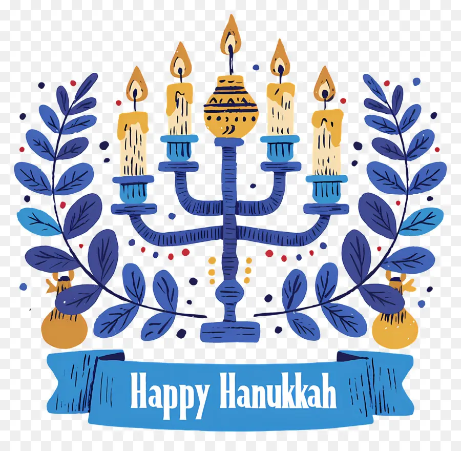 Joyeux Hanoukka，Menorah Avec Bougies PNG