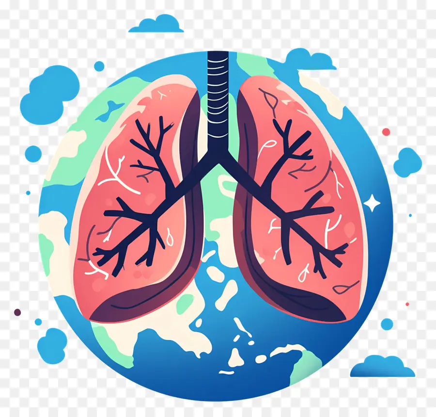 Journée Mondiale De La Pneumonie，Terre Avec Des Poumons PNG