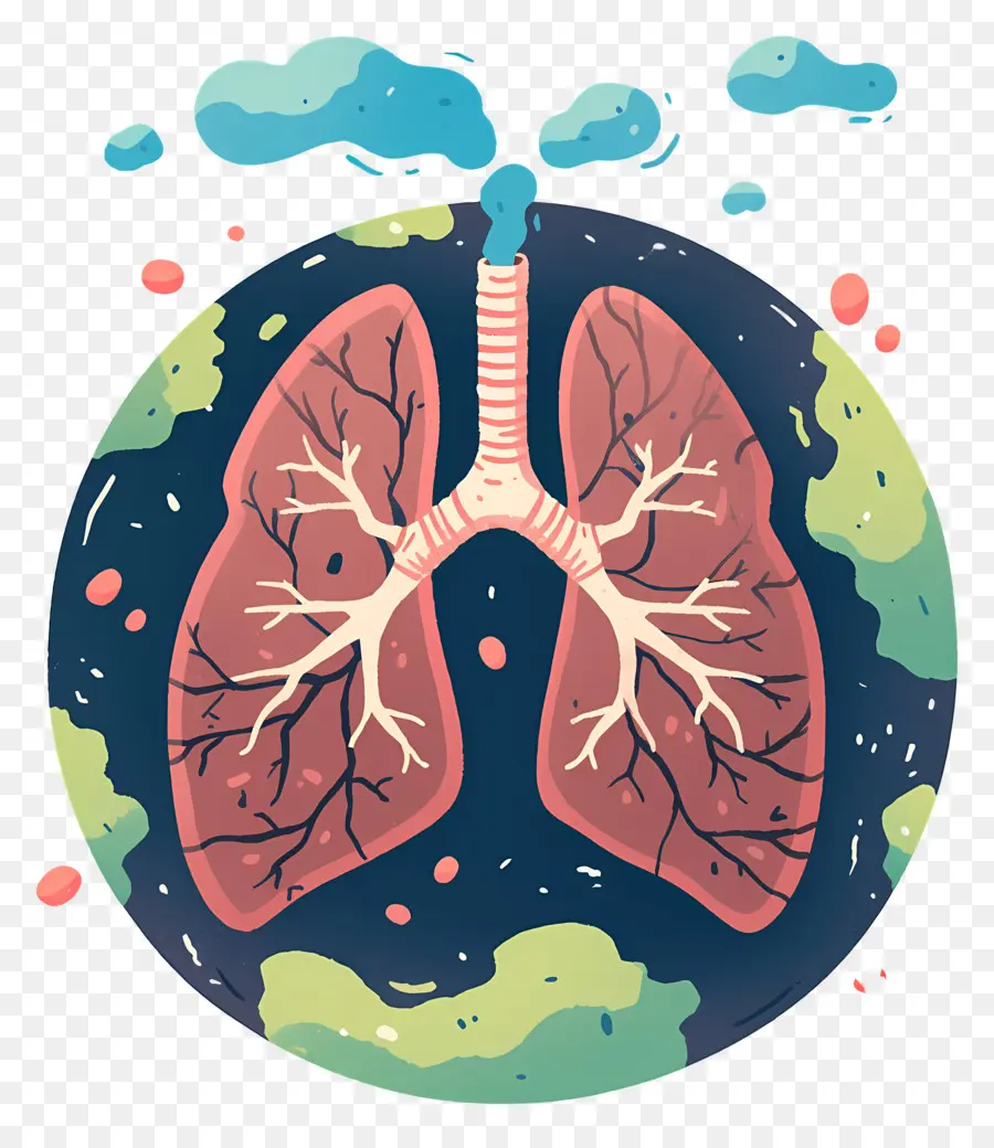 Journée Mondiale De La Pneumonie，Terre Avec Des Poumons PNG