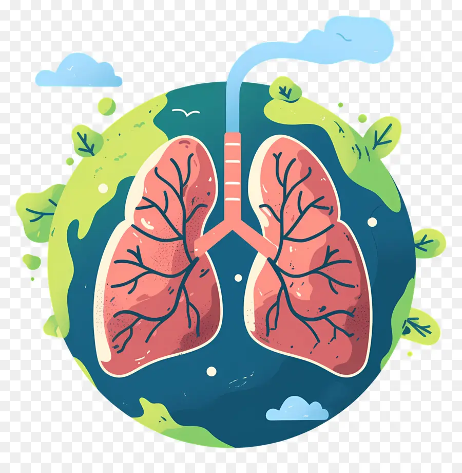 Journée Mondiale De La Pneumonie，Terre Avec Des Poumons PNG