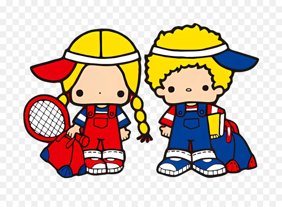 Patty Jimmy，Enfants De Dessin Animé Avec équipement De Tennis PNG